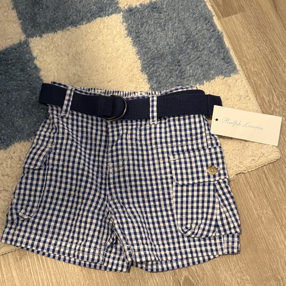 Ralph Lauren Navy Checkered Shorts with Belt